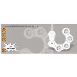 CATA HAREKETLİ KOBRA AKIM KORUMALI 4 LÜ GURUP PİRİZ 2 USB 1.5 MT KABLO CATA HAREKETLİ KOBRA AKIM KORUMALI 4 LÜ GURUP PİRİZ 2 USB 1.5 MT KABLO